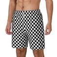 thumbnail image 5 of Men's 2 in 1 Swim Trunks with Compression Liner Black Checkered Quick Dry Beach Shorts, 5 of 6