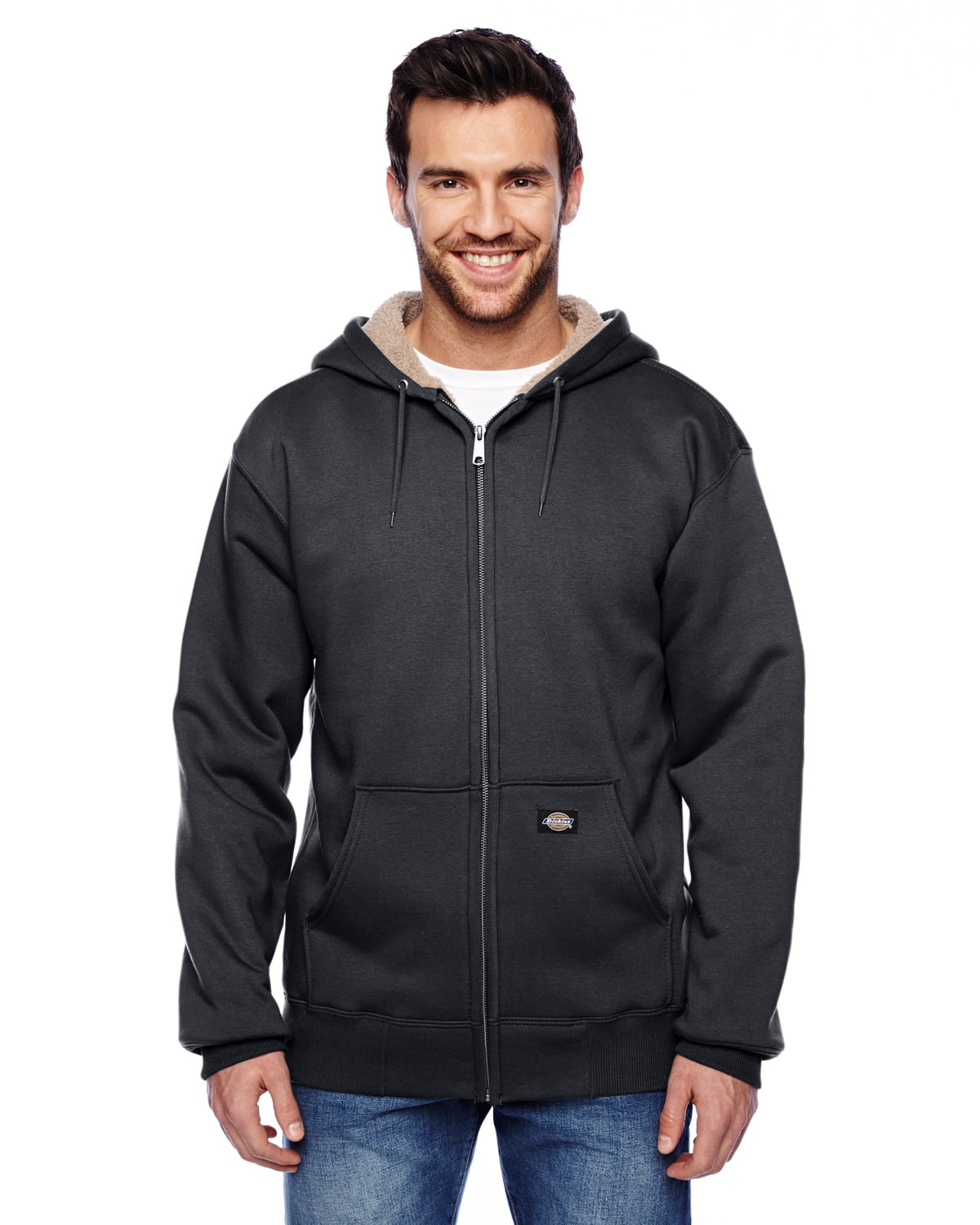 Dickies Mens Sherpa Lined Fleece Hoodie, Black XXL