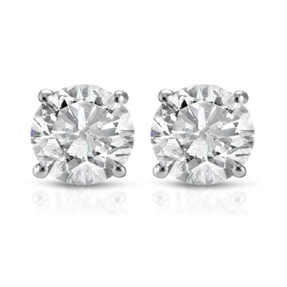 Pompeii3 1Ct Solitaire Certified Diamond Stud Earrings Round Brilliant 4Prong Push Back