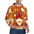 thumbnail image 2 of Wukai Happy Thanksgiving Three Gnomes Print Men Hoodies Fleece Sweatshirts Long Sleeve Sweaters Pullover Fall Outfits Winter Clothes-X-Large, 2 of 7