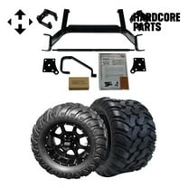 Hardcore Parts 6" Drop Axle Lift Kit for EZGO TXT/PDS (2001.5-2013) Electric Golf Cart with 12" Black 'Night Stalker' Wheels and 22"x11"-12"  DOT rated Mud-Terrain/All-Terrain tires