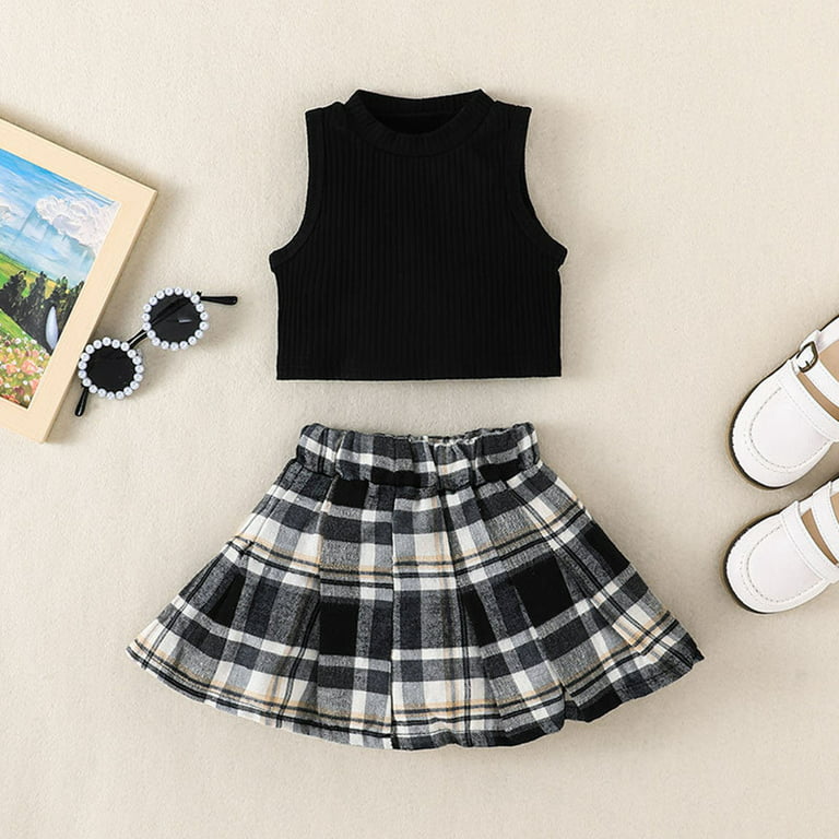 JDEFEG Clothes for Teen Girls 14-16 Toddler Suit Spring and Summer Shor  Sleeved Strip Tops Plaid Suspenders Short Skirt Headband 3Pcs Girl's Suit  Baby Girl Pajamas Green 70 