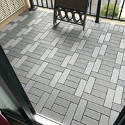 FlooringInc Helios Outdoor 6 Slat Interlocking Deck Tiles, 12x12, 11 Tiles (11 Sqft), Grey