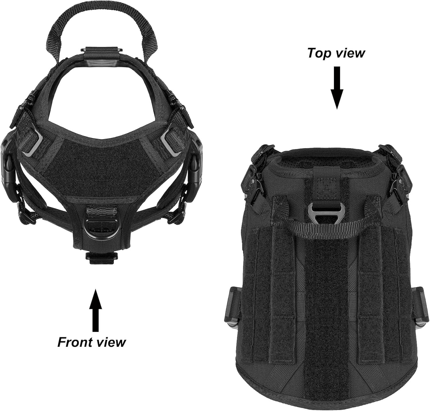 Dog Harness,Medium Size,2X Metal Buckle,Working Dog with Velcro your tag easily and Vest with Handle,No Pulling Front Leash Clip,Hook and Loop Panel Adjustable Elastic Wearing Quickly