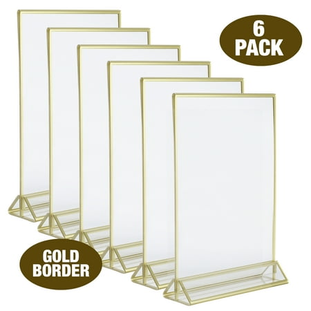 Super Star Quality 5 x 7 Acrylic/Plastic Picture Frames, Gold, 6-Pieces