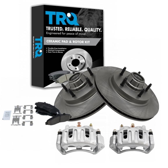 TRQ Front Brake Calipers Ceramic Pads & Rotors Fits Select 1997-2000 Ford F-150