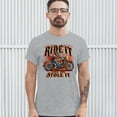 thumbnail image 3 of Tee Hunt Ride It Like You Stole It T-shirt Biker Born to Be Wild Motorcycle Men's Tee, Gray, Large, 3 of 5