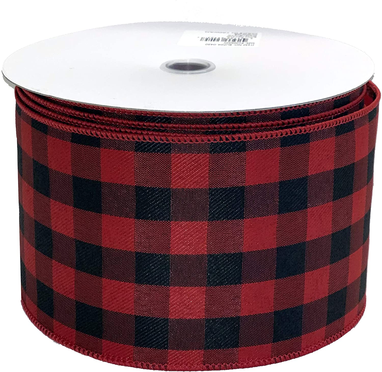 Buffalo Check Red Black Ribbon - 4" x 50 Yards, Wired Edge Plaid Christmas Ribbon, Wreath, Farmhouse Decor