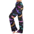 thumbnail image 2 of Watercolor Spiderweb Halloween Pajama Pants for Women, Fuzzy Lounge Bottoms with Pumpkin & Ghost Print, Soft Elastic Waist Flannel Sleep Trousers, 1 Pair Deep Red M, 2 of 6