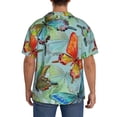 thumbnail image 5 of Xecao offers the Retro Seamless Flying Butterflies for Men's Casual Short-sleeved Shirt, a button-up collared shirt with a pocket, perfect for beach vacations and yacht travel in the 3X-Large size., 5 of 7