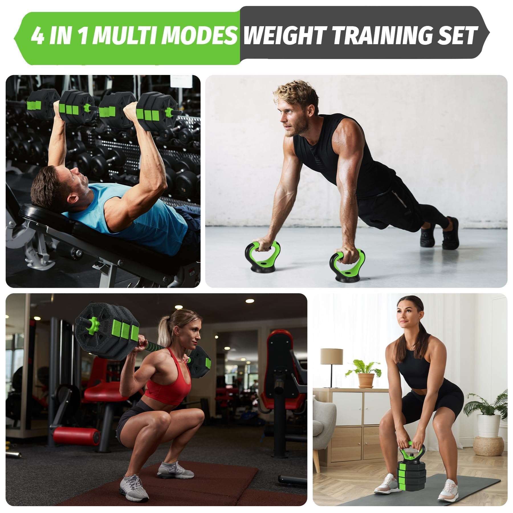 COZONY Adjustable Weight Set 66/88 LBS, 4-in-1 Dumbbell Set and Barbell Weight Set, Converts to Kettlebell & Push-Up Stand, Free Weights Dumbbells Set for Men & Women Full Body, Perfect for Home Gym