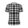 thumbnail image 5 of Wukai White And Black Plaid Print Men's Short-Sleeved Mesh T-Shirt,Quick-Dry Short Sleeve Workout T-Shirt-4X-Large, 5 of 8