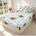 thumbnail image 2 of Erosebridal Watercolor Bee Zipper Full Size Comforter Sets with Fitted Sheet and 2 Pillowcases,Lovely Floral Zipper Bedding Set,White Black,Colorful Stars Reversible,4pcs, 2 of 8