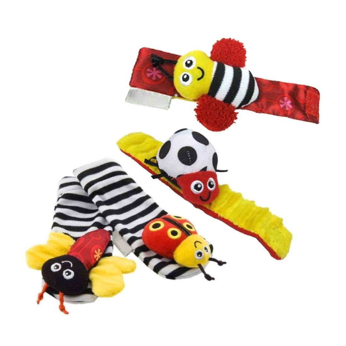 Rattle Set Infant Sensory Toy Socks and Wrist Rattles Bracelet Toys Animals DT 
