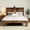 Dark Brown, variant on GZXS Farmhouse Queen Bed with Storage Headboard, Charging Ports & Touch-Activated Light, No Box Spring Needed, White