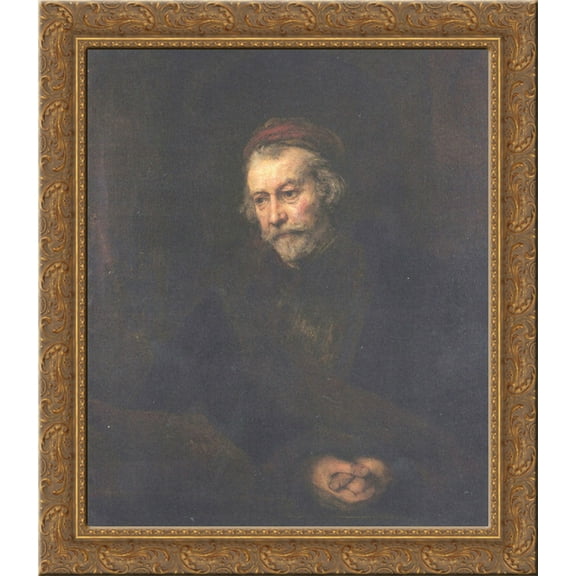 Old man Dressed as Saint Paul 20x20 Gold Ornate Wood Framed Canvas Art by Rembrandt