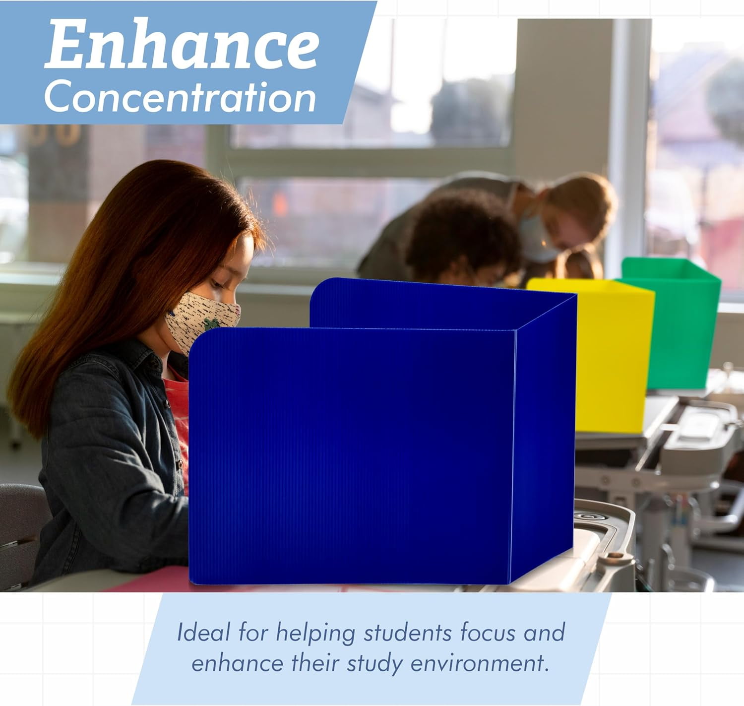 4E's Novelty Desk Privacy Panels for Students 20 Pack – Trifold Plastic Dividers for Classroom