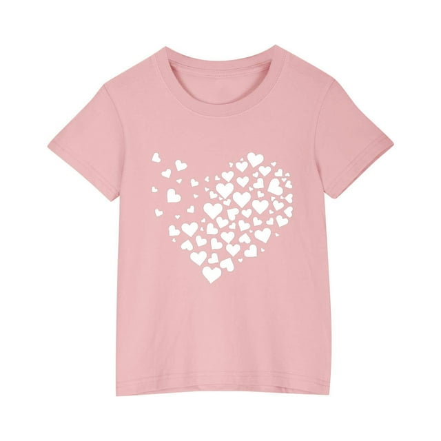 Cadeaux pour Fillettes, T-Shirt en Coton pour Garçons et Filles, Col Rond Imprimé, Manches Courtes, Robe à Manches Courtes, Cadeaux pour Fillettes
