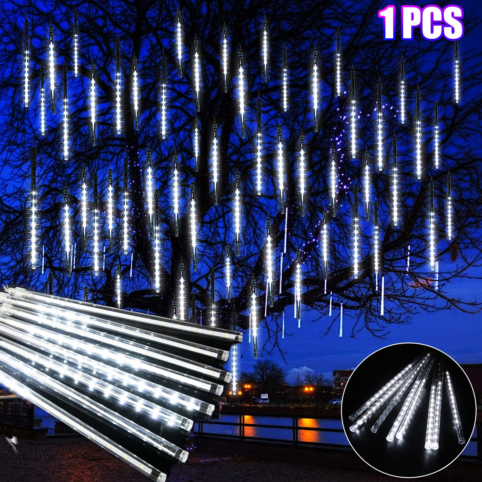144 LED Lights Meteor Shower Tree Outdoor String Halloween Xmas Decoration 
