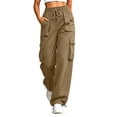 thumbnail image 2 of Mineart Women Solid Cargo Pants Casual Quick Dry Trousers with Elastic Drawstring Waist and Drawstring Hem Multi Pockets Button Trim for Outdoor Hiking, 2 of 9