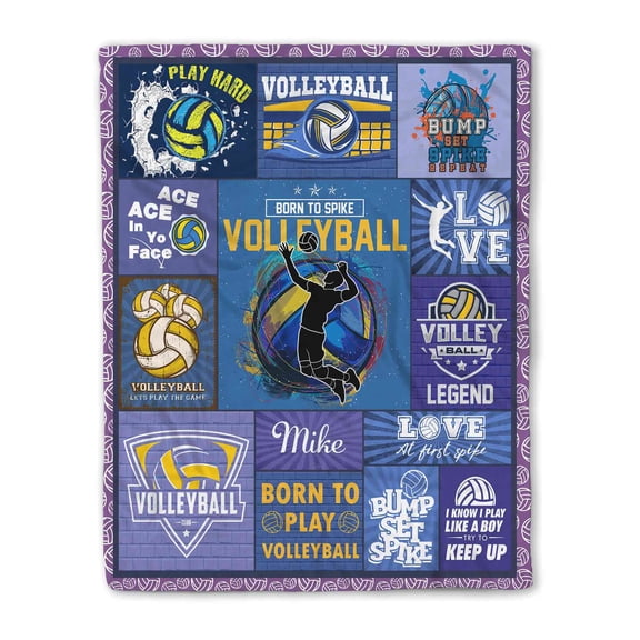 Lazaofficial Custom Name Blanket, Volleyball Blanket, Volleyball Throw Blanket, Volleyball Blanket For Teen Girls