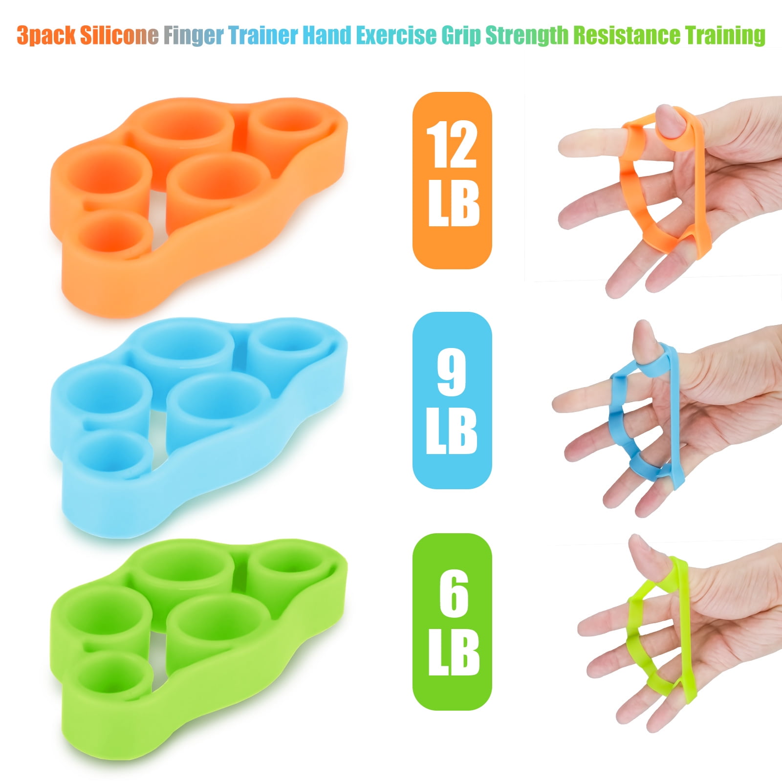 3pcs Finger Stretcher Hand Resistance Bands Strength Training Gripper Exerciser 