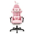 thumbnail image 3 of SOONTRANS Pink Gaming Chair with Footrest, Bunny Computer Gamer Chair with Massage Lumbar Pillow, Gamer Desk Chair for Granddaughter,Sister,Girlfriend,Wife and Love (Pink), 3 of 8