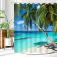 thumbnail image 4 of Ocean Shower Curtain  Trees Beach Summer Seaside  Island Coastal Landscape Waterproof Polyester Fabric Home Bathroom Decor 12PCS Plastic Hooks 72Lx60W inches, 4 of 11