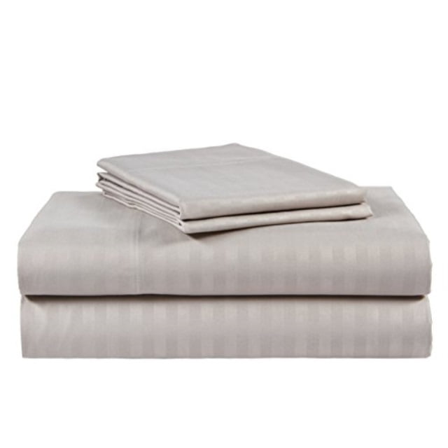 400 Thread Count 100% Cotton Sateen Sheet Set Dobby Stripe 2 PACK:Deluxe Hotel 
