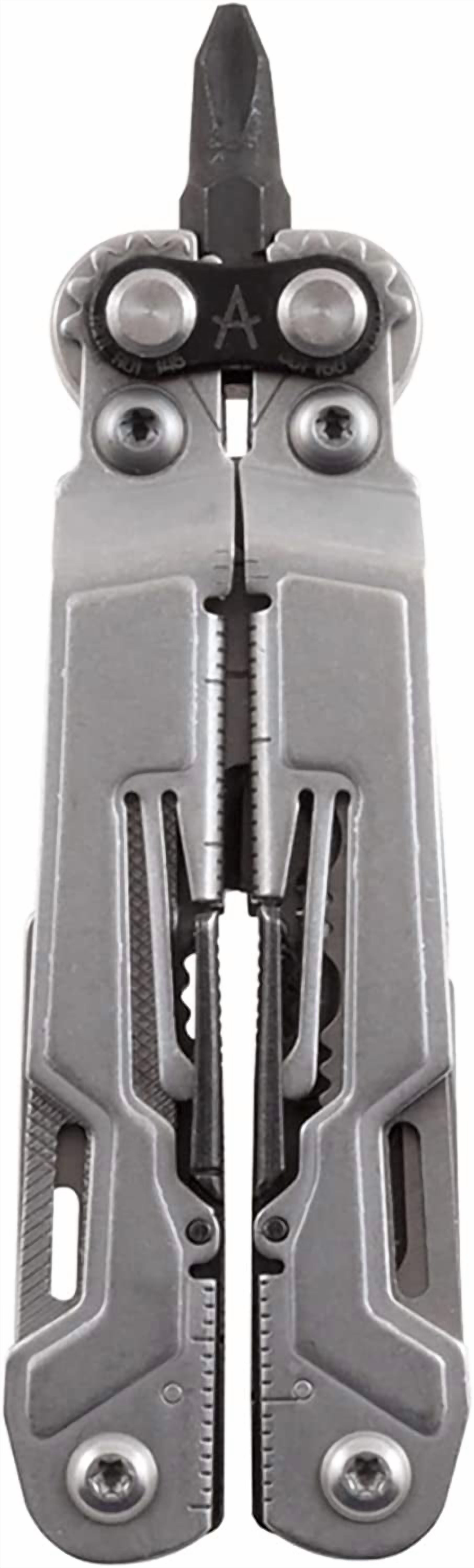 PowerPint Mini Com Stainless Steel Multi-Tool |18 Lightweight Specialty Tools & Multitool Pliers Pocket Knife, Stone Wash