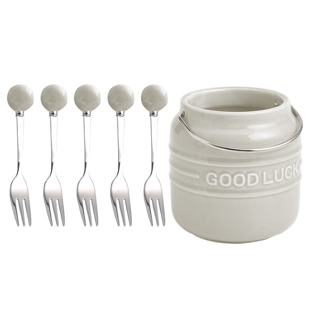 Fourchettes à Dessert en Acier Inoxydable : Ensemble de Fourchettes à Fruits en Acier Inoxydable 304 avec Pot de Rangement Coloré, Fourchettes à Dessert pour Enfants et Fourchettes Noires en Acier Inoxydable