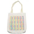 thumbnail image 1 of Star Tote Bag, Rainbow Stars on Colorful Striped Pattern Artwork Abstract Teen Room Playroom Concept, Cloth Linen Reusable Bag for Shopping Books Beach and More, 16.5" X 14", Cream, by Ambesonne, 1 of 2