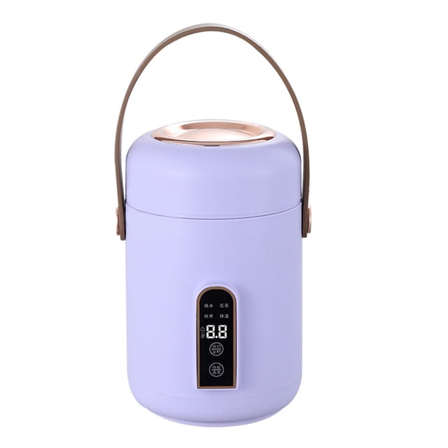 Mini olla arrocera portátil, eficiente, con aislamiento, multifunción, para sopa, gachas, para el hogar, la oficina y el dormitorio, color morado