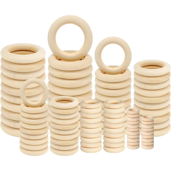 100 PCS Unfinished Natural Wooden Rings for Crafts  Wood Rings for DIY  Pendant Connectors  Jewelry Making  Macrame Supplies