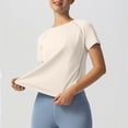 thumbnail image 5 of GEWSEY Workout Tops for Women Cropped Split Back Athletic Gym Exercise Shirts Loose Fit (White, L), 5 of 7
