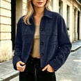 thumbnail image 2 of Tqcoqu Suede Jackets for Women 2026 Casual Button Down Cropped Jacket Fall Long Sleeve Outerwear Coats Work Office Clothes, 2 of 7