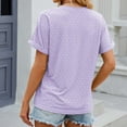 thumbnail image 4 of Lovskoo 2024 Summer Tops for Women Trendy Solid Color V-Neck Hollow Out Recreational Short Sleeve Tops Blouse Purple-S, 4 of 5