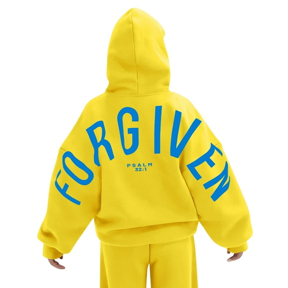 WTOBBY Women's Colorblock Sweatshirt Long Sleeve Casual Comfortable Loose Lightweight Pullover with FORGIVEN Letter Print, Streetwear Style Top for Daily Casual Wear,Beige L