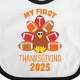 thumbnail image 4 of Inktastic My First Thanksgiving with Football Turkey 2025 Boys or Girls Baby Bib, 4 of 4