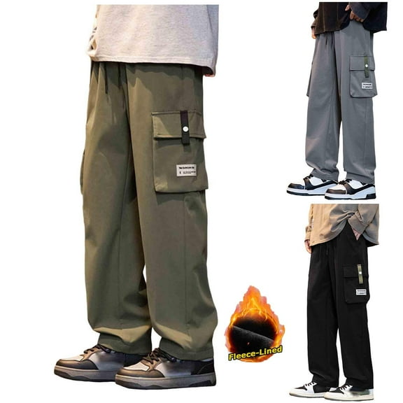 RYDCOT Men's Snow Ski Fleece Lined Hiking Pants Waterproof Winter Snowboard Warm Outdoor Insulated Cargo Pants Windproof Gray