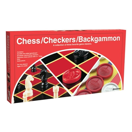 Pressman Chess / Checkers / Backgammon: 3 Games in One with Full Size Staunton Chess Pieces and Interlocking Checkers