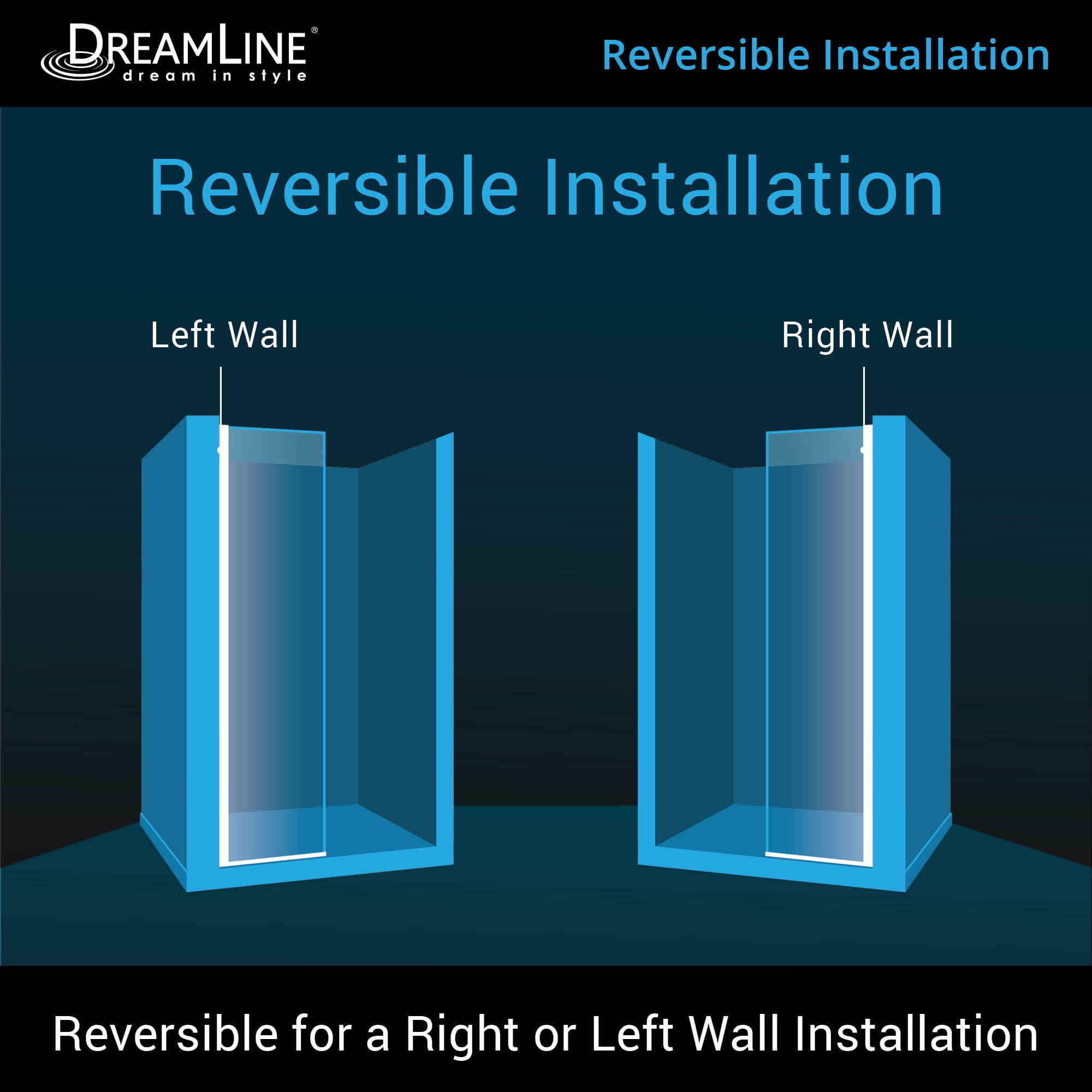 DreamLine Linea Single Panel Frameless Shower Screen 30 in. W x 72 in. H, Open Entry Design in Satin Black