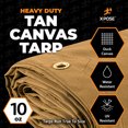 thumbnail image 6 of Xpose Safety Canvas Tarp - 10oz Tan Poly Canvas Tarps Heavy Duty Water Resistant with Brass Grommets- Multipurpose Outdoor Tarpaulin for Camping, Canopy, Trailer, Equipment Cover 20' x 20', 6 of 8