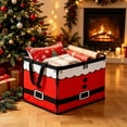 thumbnail image 4 of Yardvibe Christmas Santa Storage Box, 19.69x13.78x13.78 Inch Red Christmas Storage Bin with Lid and Carrying Handle, Foldable Organizer with Lid for Clothes Blankets and Holiday Indoor Storage, 4 of 6