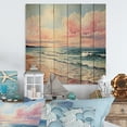 thumbnail image 2 of Designart "Rosy Shoreline Whispers" Nautical & Beach Print on Natural Pine Wood, 2 of 5