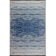 thumbnail image 3 of Fab Habitat Outdoor Rug - Waterproof, Fade Resistant, Crease-Free - Premium Recycled Plastic - Distressed Abstract Stripes - Patio, Deck, Porch, Balcony, Laundry Room - Brooklyn - Blue - 4 x 6 ft, 3 of 11