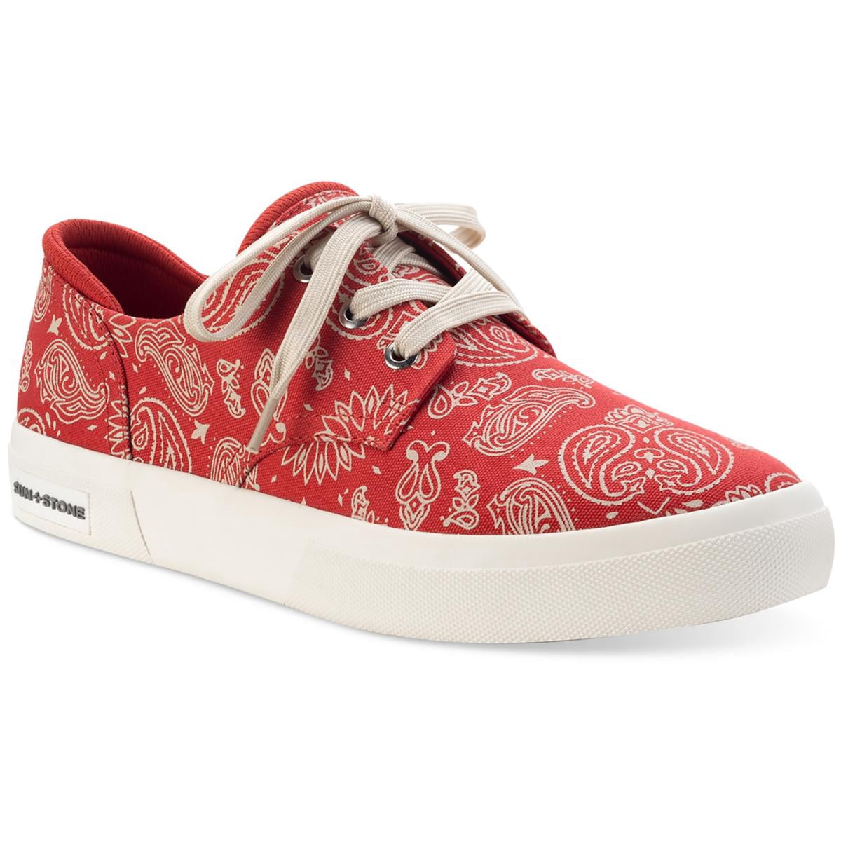 SUN + STONE Mens Ivory Cushioned Kiva Round Toe Lace-Up Sneakers Shoes 9.5 M Sun + Stone Kiva Casual Sneakers Mens 9.5 Blue Denim Paisley  main image 3