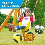 SuniBoxi 2 Swings Kids Backyard Natural Blue Wooden Playground Sets