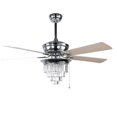 thumbnail image 5 of 52" Modern Sliver Crystal Ceiling Fan with Dimmable Light, 3-Speed Reversible Ceiling Fan with Remote, 5 of 10