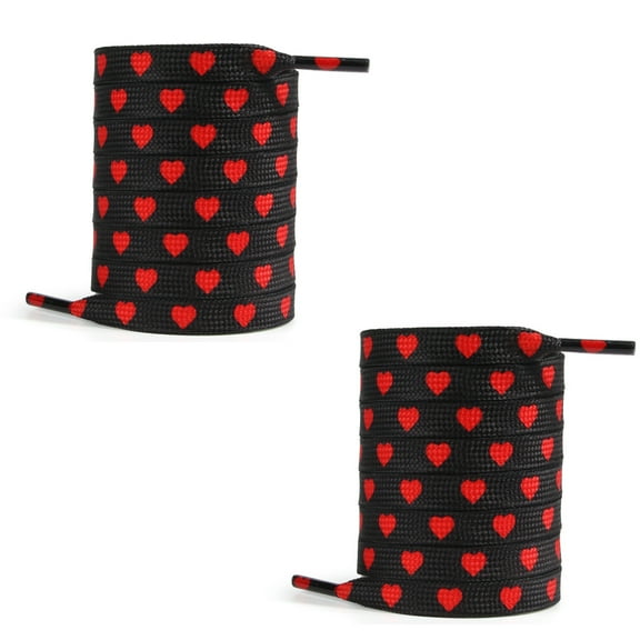 100cm Long Heart Prints Shoelaces 9mm Flat Shoelace for Adult Teen Polyester Shoe Laces Shoelace for Sneakers Trainers